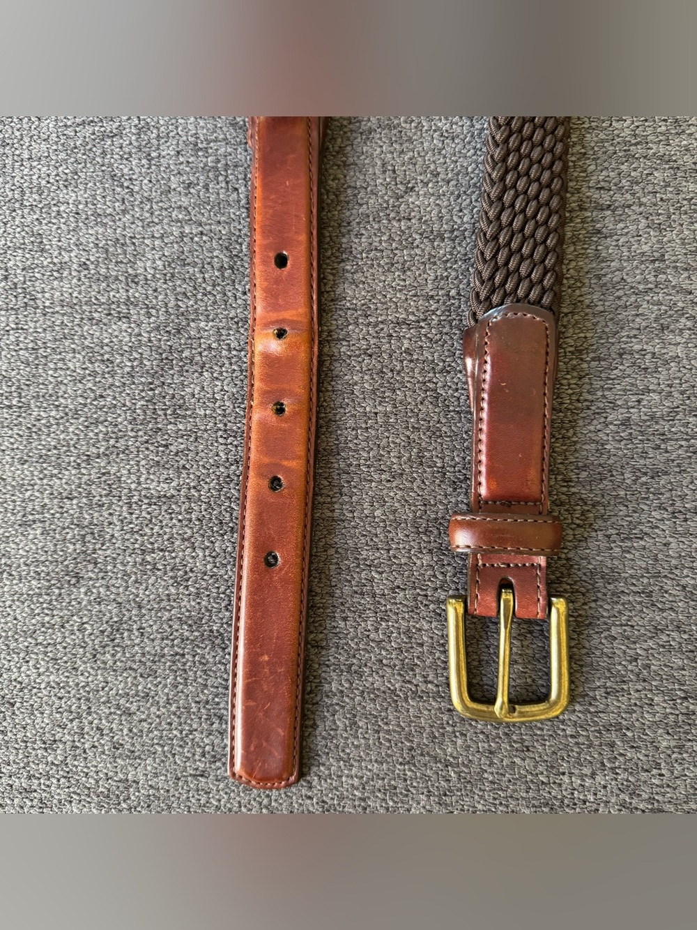VTG Orvis Braided Brown Belt Leather Trim Brass Buckle Classic Business USA 36 - Picture 4 of 9